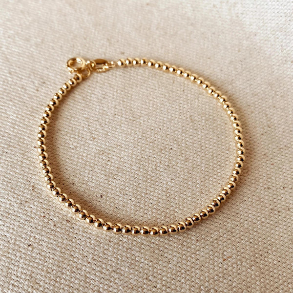 7" Gold Filled 2.5 mm Beaded Bracelet