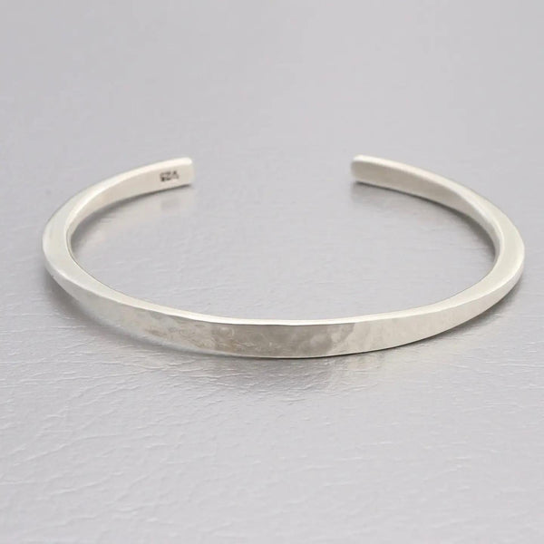 Minimalist Sterling Silver Hand Hammered Bracelet