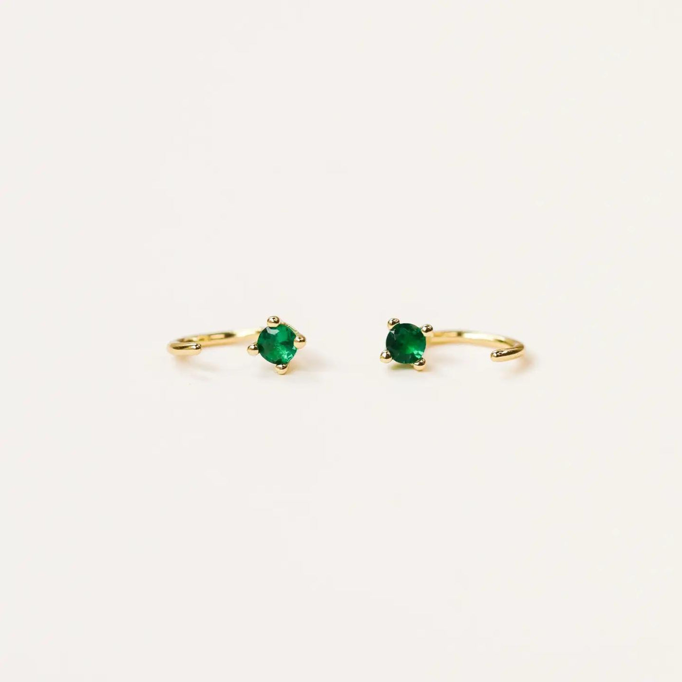 CZ Huggies Emerald Earring