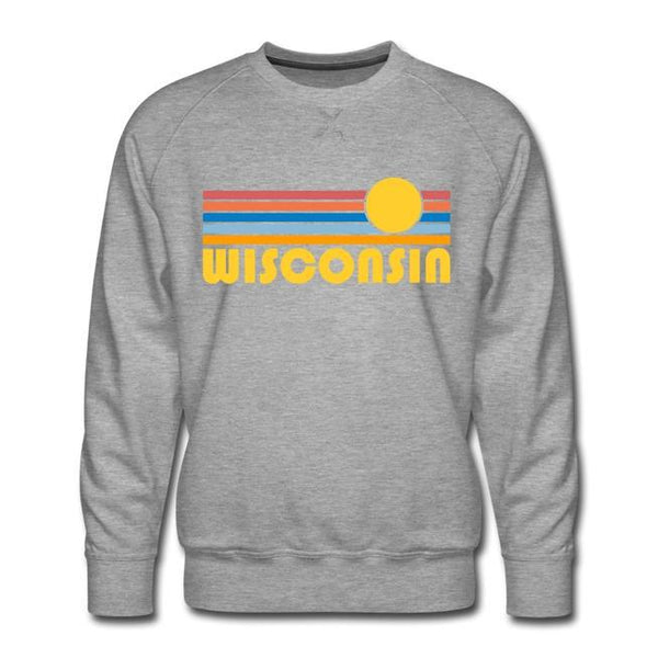 Grey Retro Sun Wisconsin Sweatshirt