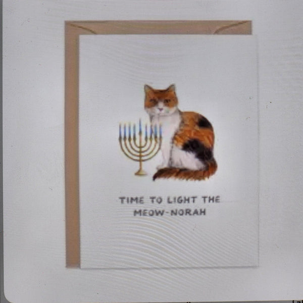 Light the Meow-norah Hanukkah Card