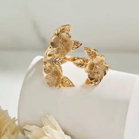 Adjustable Dogwood Flower and Leaf Ring