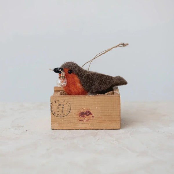 Handmade Wool Felt Robin Ornament