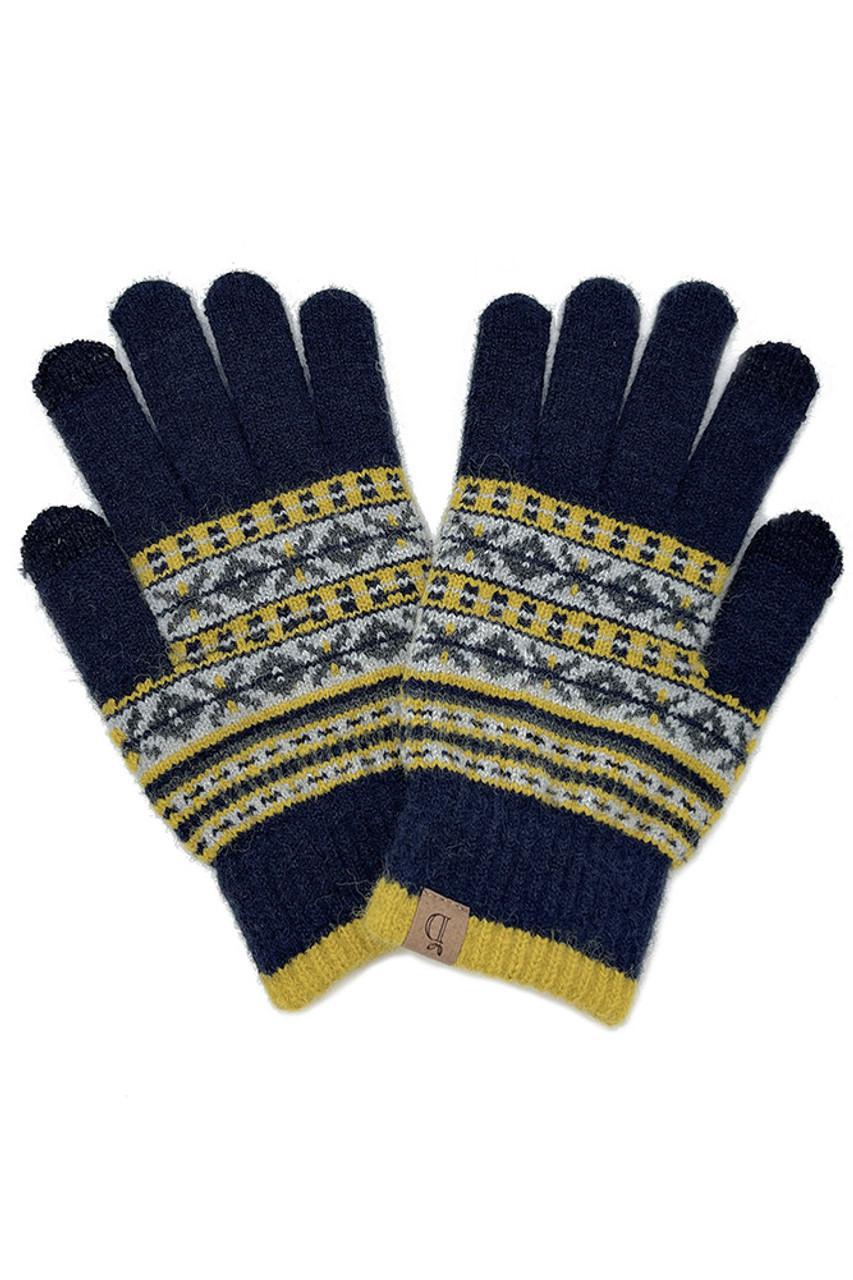 Aztec Pattern Knit Touch Gloves