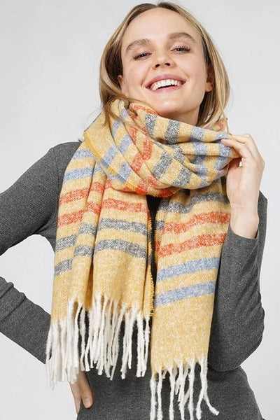 Multi Color Stripe Fringe Scarf (3 Colorways)