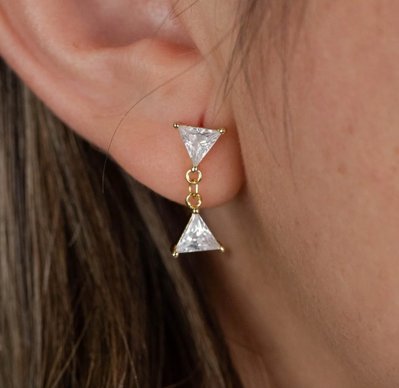 Dual Triangle Drop Earrings