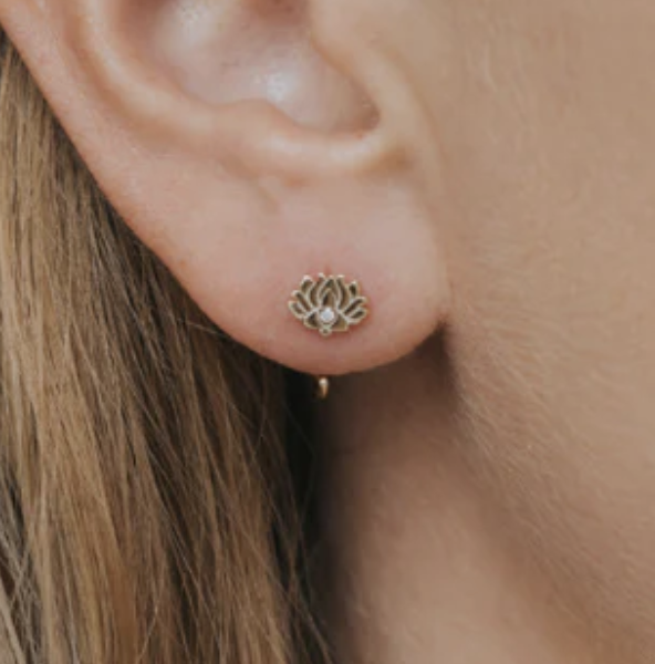 Lotus Flower Huggies Earrings