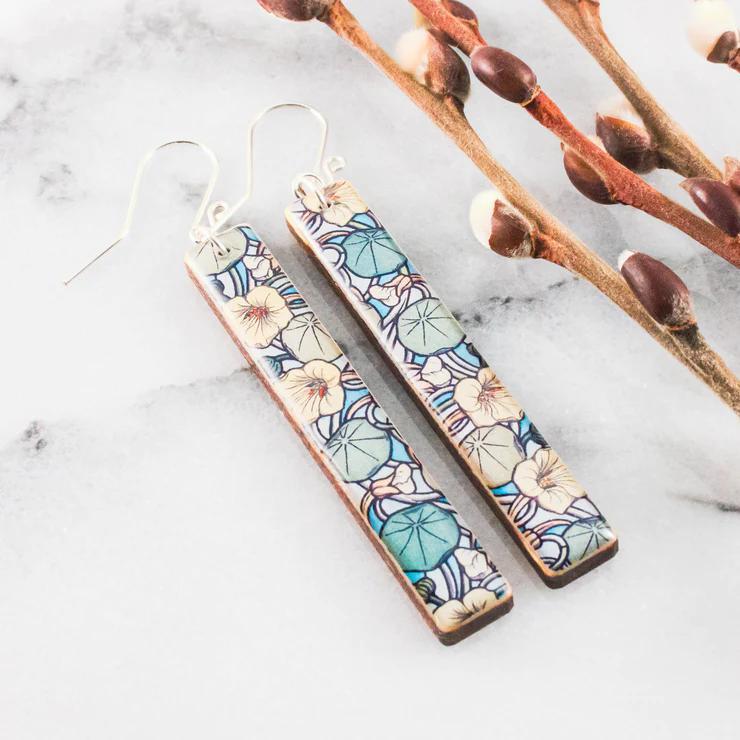 Art Nouveau Morning Glory Bar Earrings